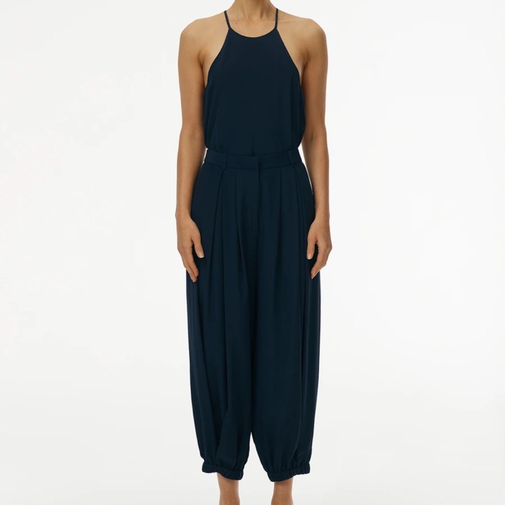 Tibi navy blue eco silk balloon pant size 8